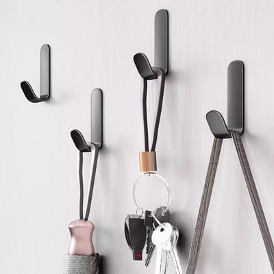 5PCS Adhesive Wall Hooks No Drill Strong Load-Bearing Hooks Durable Carbon Steel Hooks for Bathroom Kitchen Coat Towels