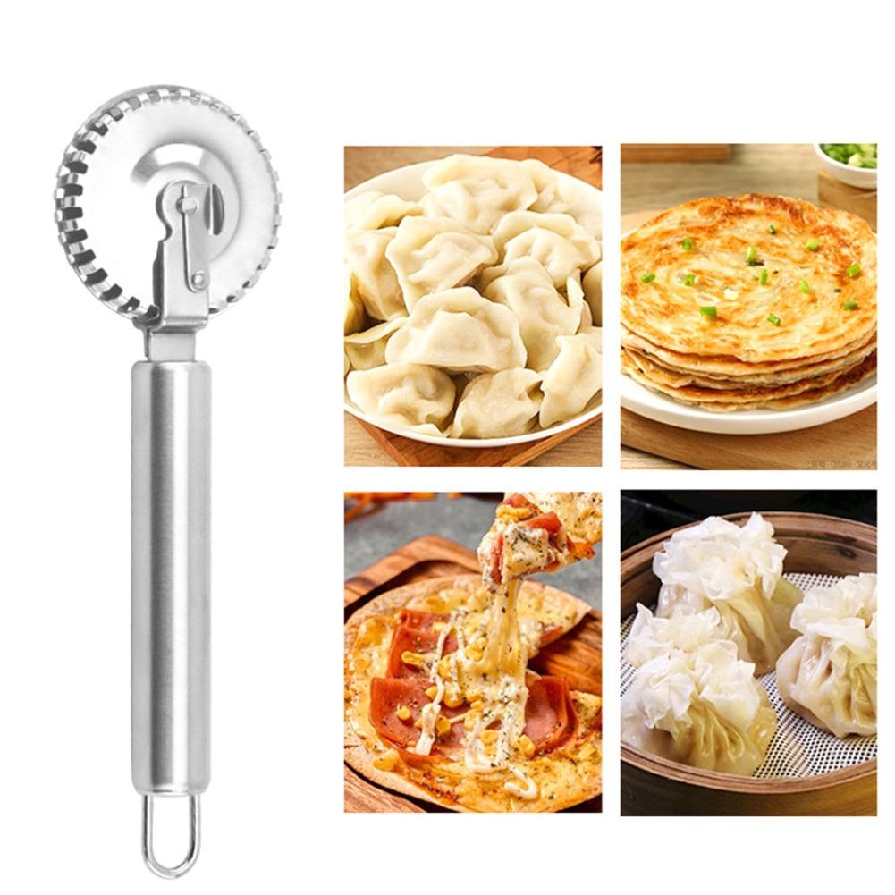 1pcs Stainless Steel Roller Embossing Pastry Wheel Cutter Decorative Edge Tool Kitchen Baking Dough Pizza Dumpling Accessory