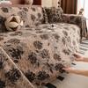 Chinesische Tiefkaffee-Blumenmuster-Sofa-Handtuch Klassische Weiche Chenille-Sofa-Abdeckung für Alle Jahreszeiten Plüschige Warme Mehrzweck-Decke