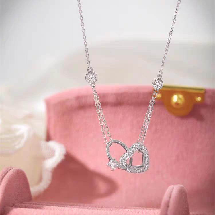 Eternal Heart Diamond Ring Pendant: S925 Sterling Silver Necklace for Women