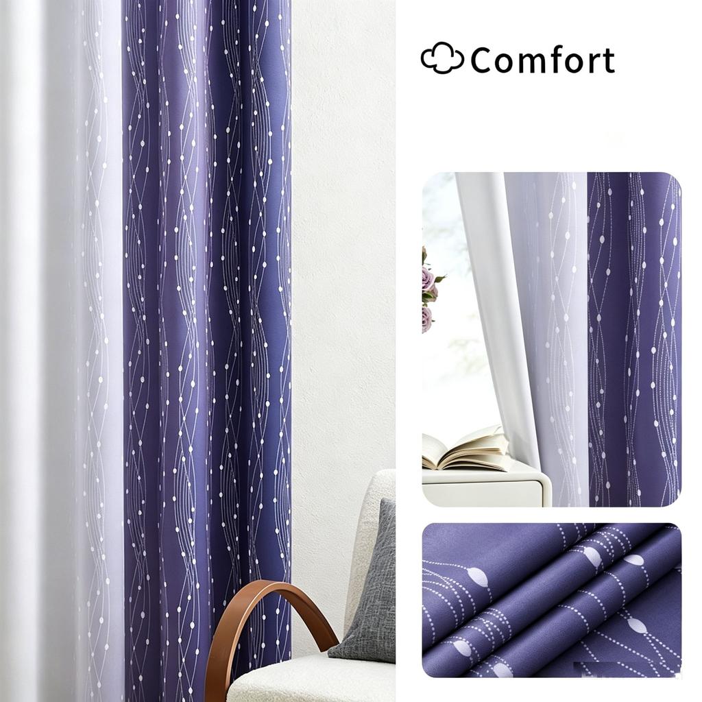 Gradient Color 80-90% Blackout Curtains Thermal Insulated High Precision Drapes for Living Room Bedroom Kids Room Window Decor