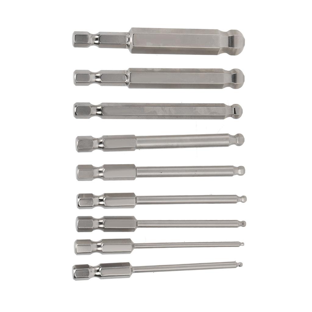9pcs 75mm Magnetic Screwdriver Bit Set Ball Head 14 Inch Hex Shank Hex Screwdriver Drill Bit Set