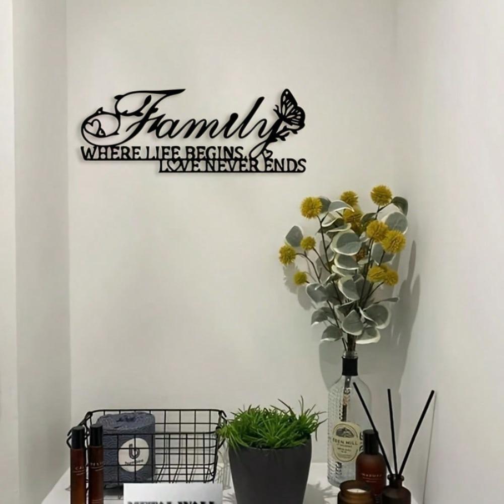 Metal Wall Art Farmhouse Family Sign Heavy Iron Door Pendant Housewarming Wedding Gift