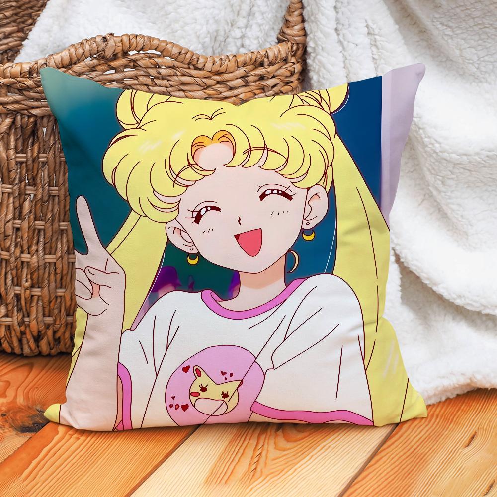 Cartoon S-SAILOR Cute M-M-MOONS Pillow Case Home Cushion Cover Suitable For Office Sofa Car Suitable For All Seasons