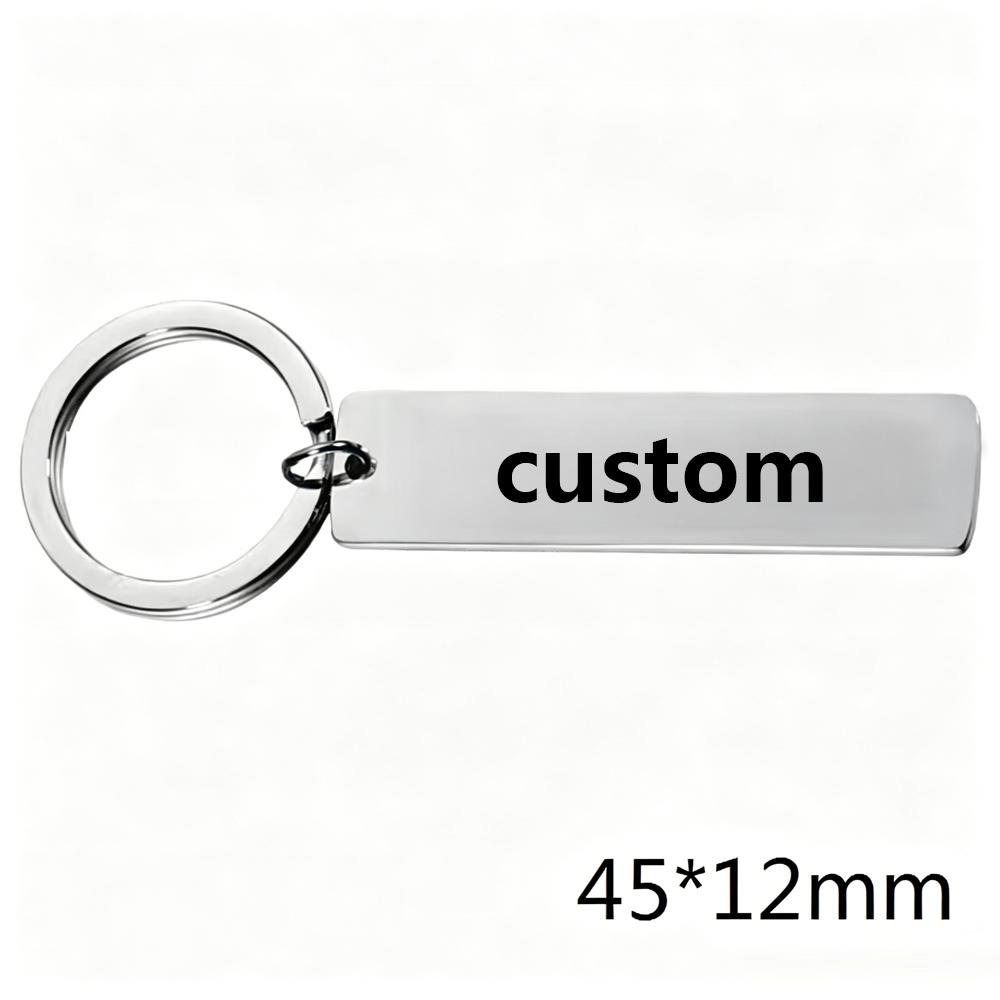 Engraved Morse code Keychain Personalized Name Rectangle Pendant Custom Wedding Key Ring Customized Jewelry Party Trend Gifts Steel Color&Single Engraved