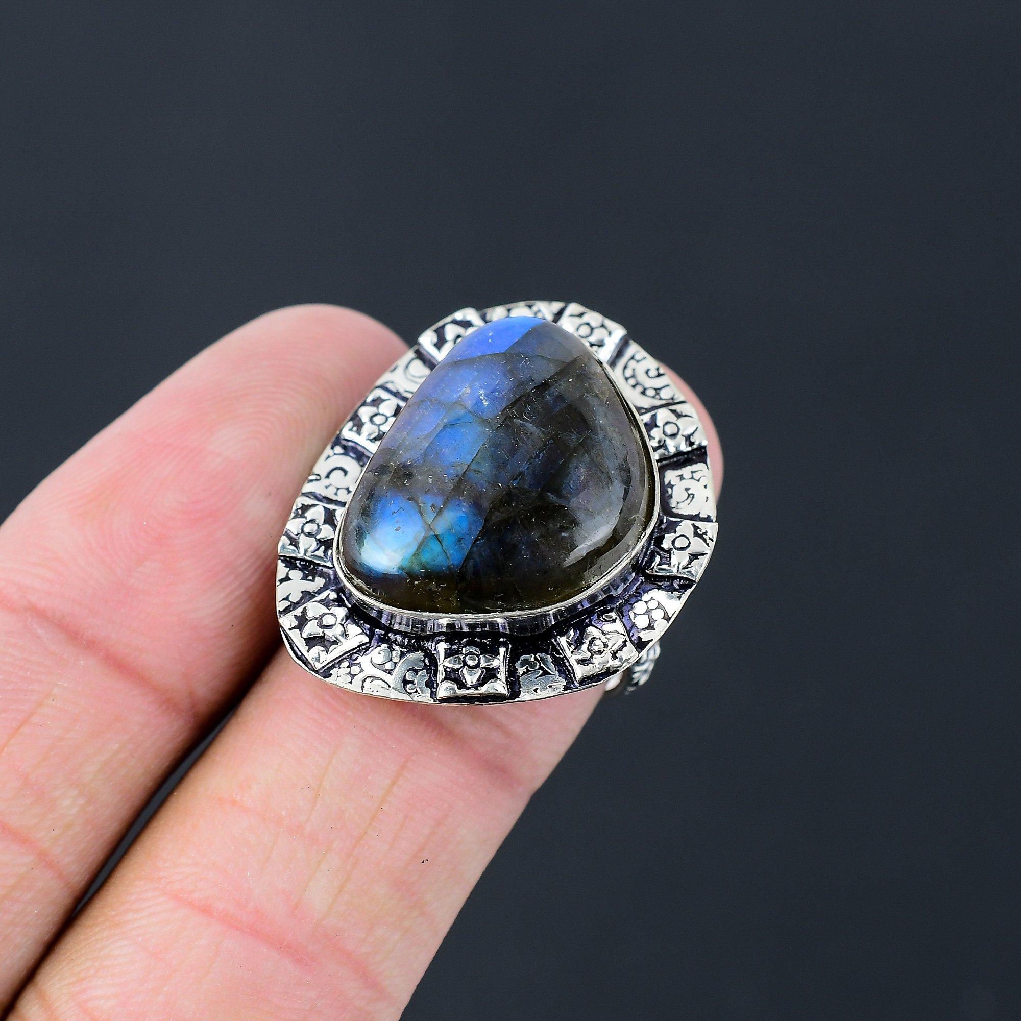 

Natural Labradorite Gemstone Statement Ring Size 8 925 Sterling Silver For Girls 8