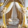 3/10M Sequin Szyfon Kolokacja Bieżnik na Stół Łuk Weselny Szyfonowe Przezroczyste Zasłony do Dekoracji Tła Imprezy Urodzinowej Baby Shower