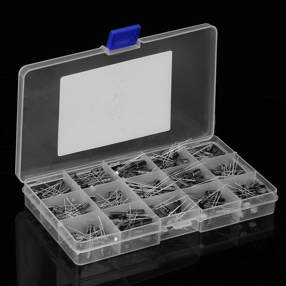 270pcs 15 Values Electrolytic Capacitor Assorted Kit 0.1uF 50V   470uF 16V