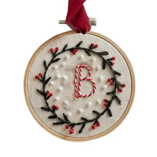 DIY Embroidered Christmas Ornaments Personalized Initial A–Z Monogram Embroidery Set Mini Handmade Christmas Embroidery