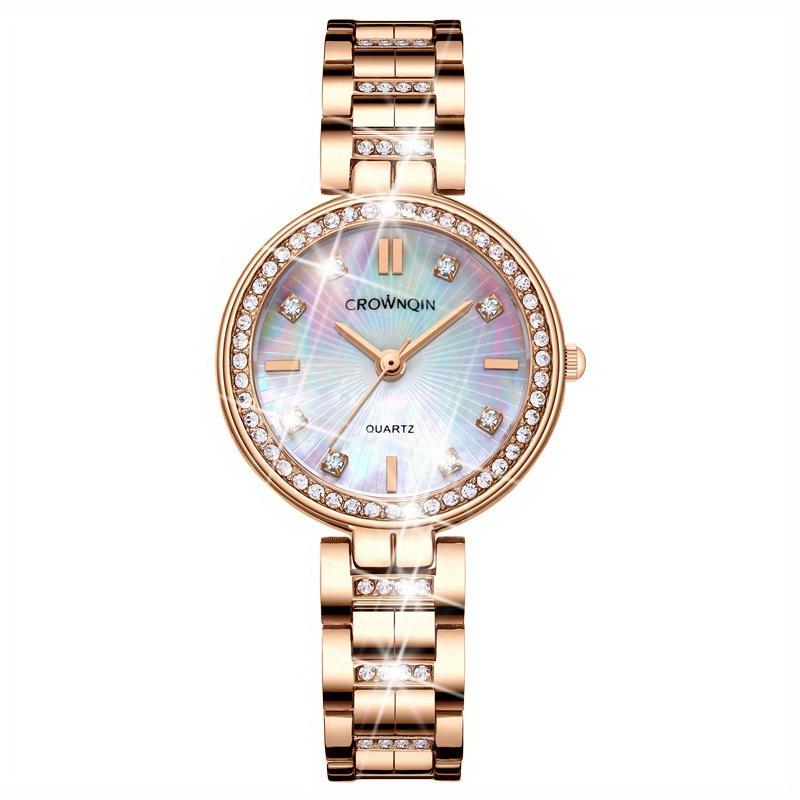 Luxury Women Quartz Watch Fashion Casual Round Rhinestone Ladies Wristwatches,Gifts for Women