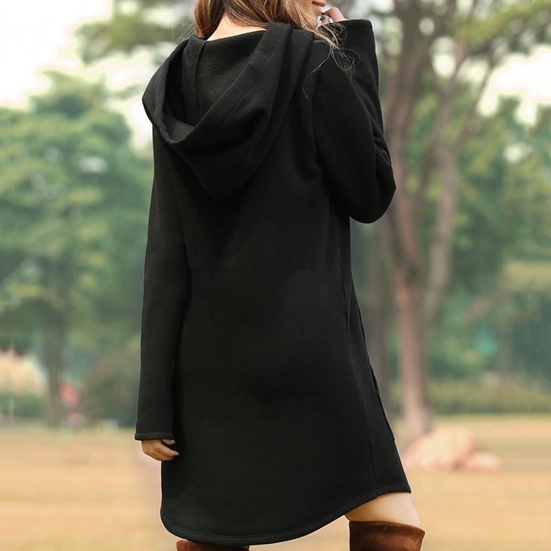 Buy Women's Casual Solid Color Hooded Pocket Long Sleeve Pullover Sweatshirt Winter Harajuku Warm Hoodies Sweatshirts At Affordable Prices - Free Shipping, Real Reviews With Photos