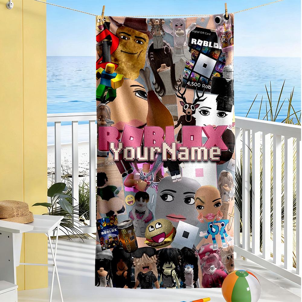Roblox Customized Name Beach Towel Quick-Dry Soft Microfiber Portable for SwimmingBeachCamping Travel Beach AccessoriesGym