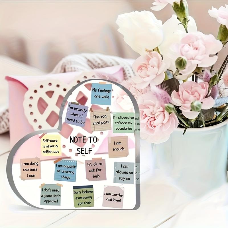 Inspirational Heart Plaque with Motivational Notes - Perfect Gift for Mom, Office Relax Decor, School Counseling Art, Tabletop Decoration for Therap