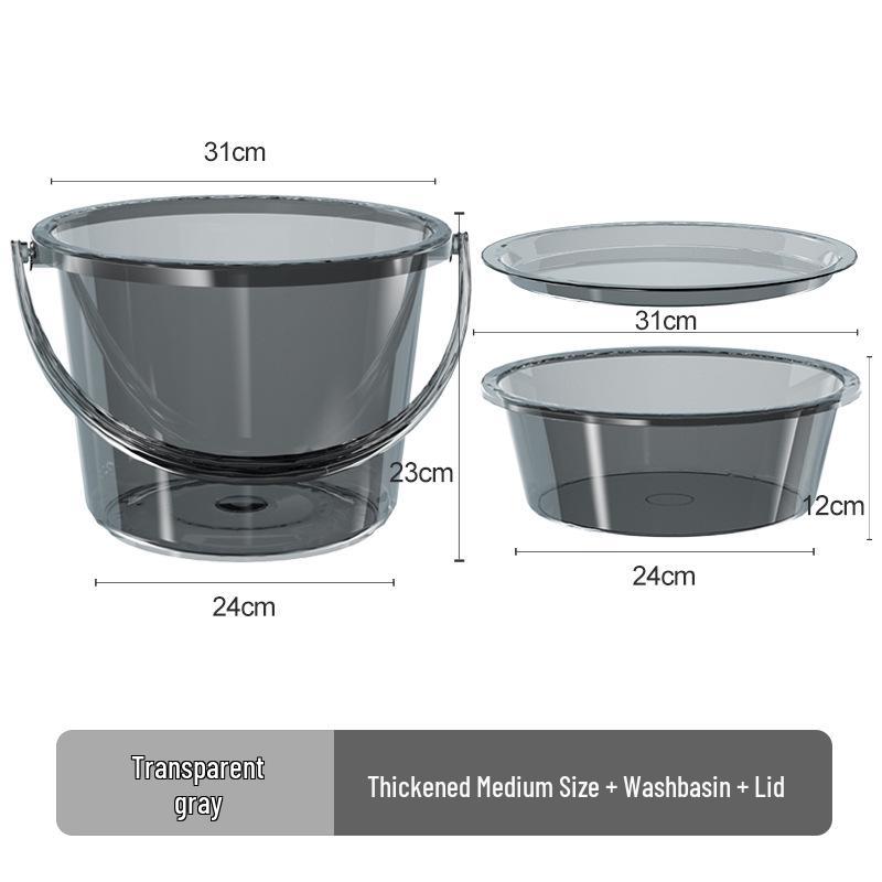 Förtjockad Transparent Plasttunna med Lock: Hushållsvattenförvaring, Tvätt- och Studentrums-användning