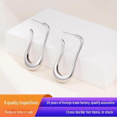 S925 Silver Needle Earrings with Copper Alloy, Gold & Silver, European & American Style