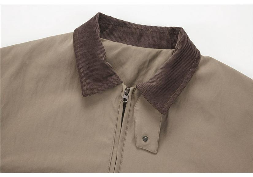 QIYOU 2025 Autumn Retro Color Block Flight Jacket with Large Pockets for Men and Women