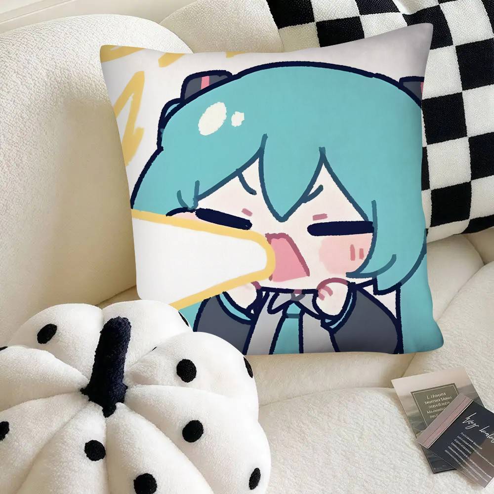 

CuteMMikukawaii Pillow Case Fashion Square Pillowcase Bedroom Sofa Room Ins Decoration Leisure 40x40cm16x16in