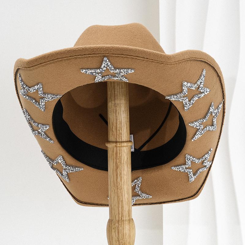 Rhinestone Star Western Hats Women Men 2026 Vintage Wide Brim Cowgirl Hat Woman Fashion Crystal Party Wedding Caps Ladies
