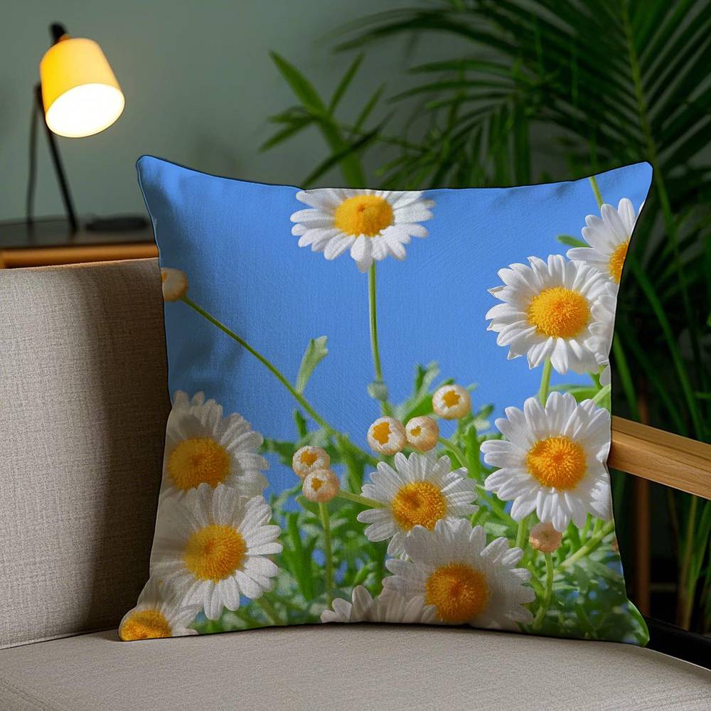 Symbole der Unschuld und Hoffnung Gänseblümchen Kissenbezug Milbenabweisender Kissenbezug Unsichtbarer Reißverschluss Seidig kurzer Plüsch Sofakissenbezug