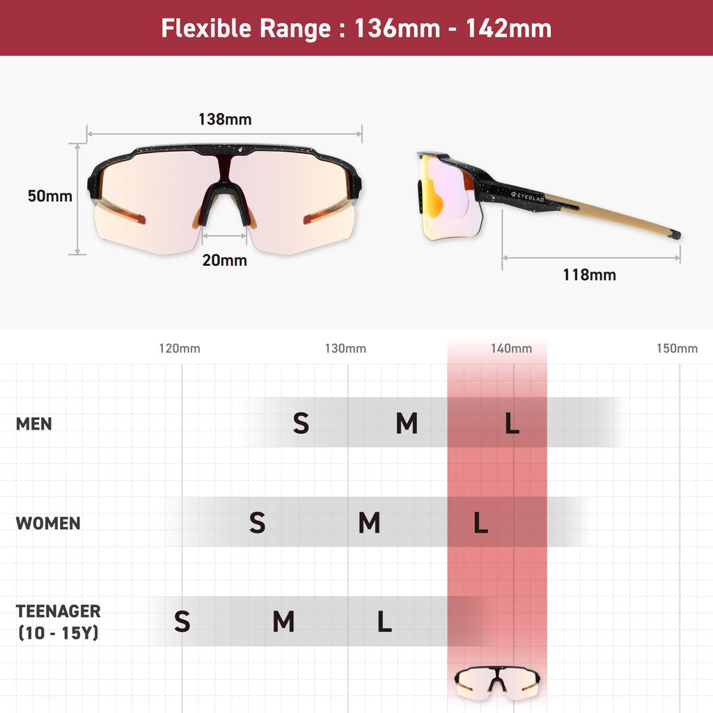 EYEGLAD MOTIONVIEW Sports Photochromic Sunglasses for Outdoor UV400 for Men and and Other Sports Activities, Protection, Women, Cycling, Running,