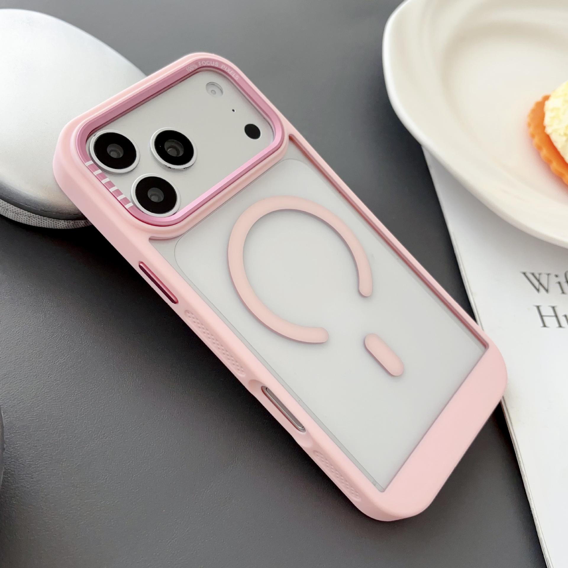 

iPhone 17 Pro Max Magnetic Cooling Bumper Case: Frosted, Premium Feel Protection iPhone 14 розовый