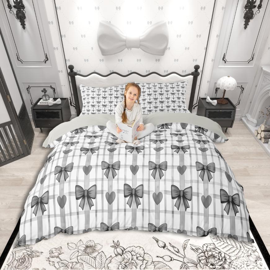 Homewish Ribbon Bow Knot Duvet Cover Set,Princess Bowtie Bedding Set,Rainbow Cartoon Bow Bed Set For Girl