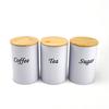 Bamboo Lid Square Metal Storage Tin for Coffee, Sugar, Tea - European American Style