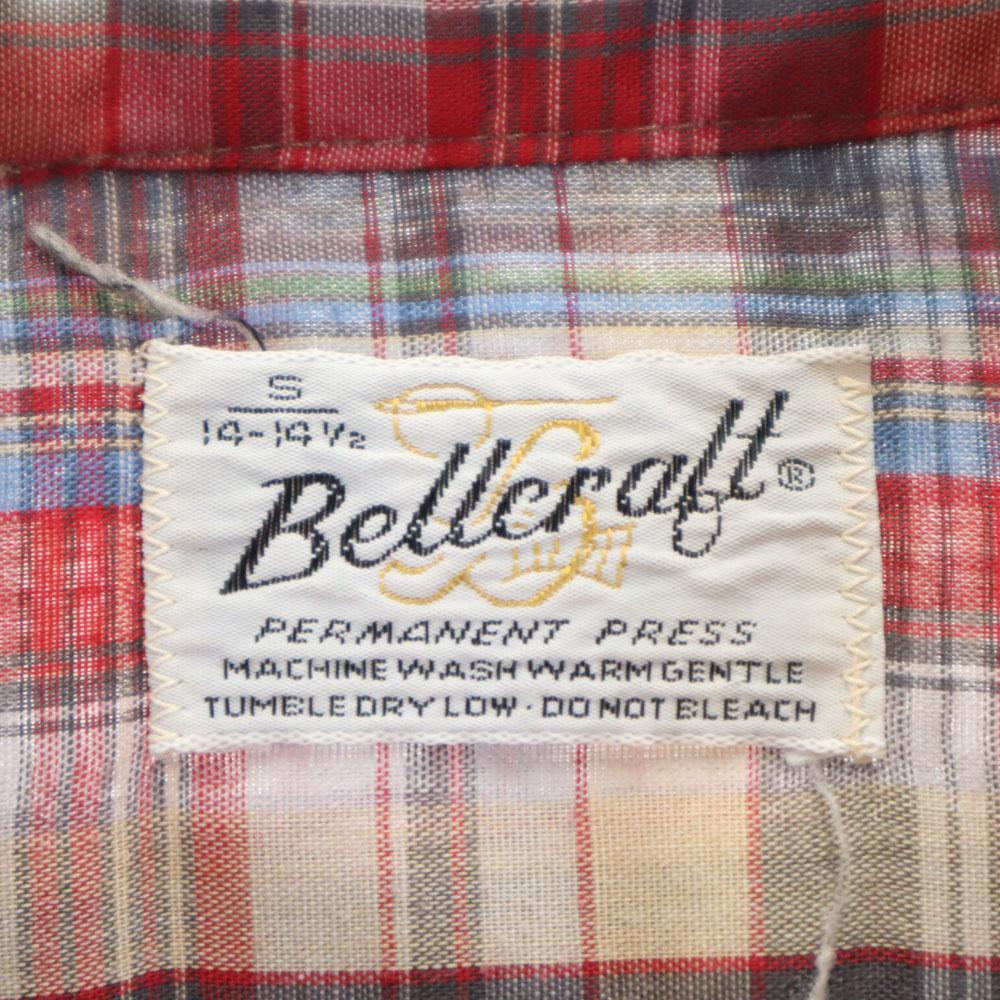 Bellcraft 70s 80s vintage Check Pattern Long sleeve shirt S Red series Men's Used