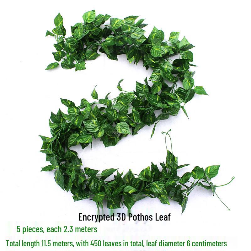 Efeutute Weinblätter Künstliche Deckenranke mit Rattan und Grünem Laub