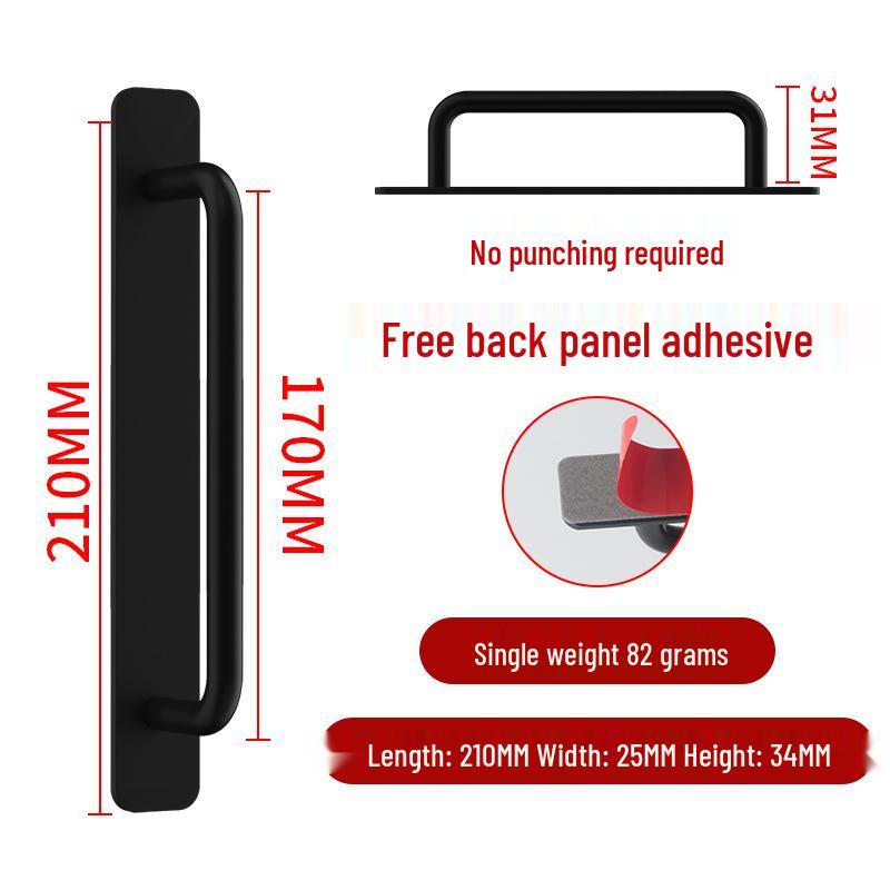 Aluminum Alloy No-Drill Door Handle for Glass, Window, Balcony, Sliding, and Cabinet Doors