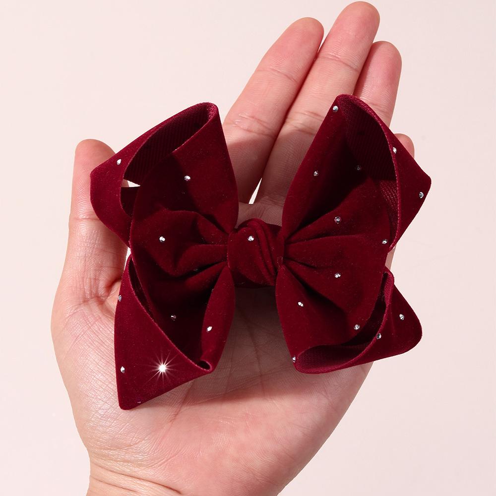 2Pcs New Velvet Bow Hair Clips Glitter Dot Sweet Rhinestones Hairpins For Girls Kids French Style Headwear Hair Accessories