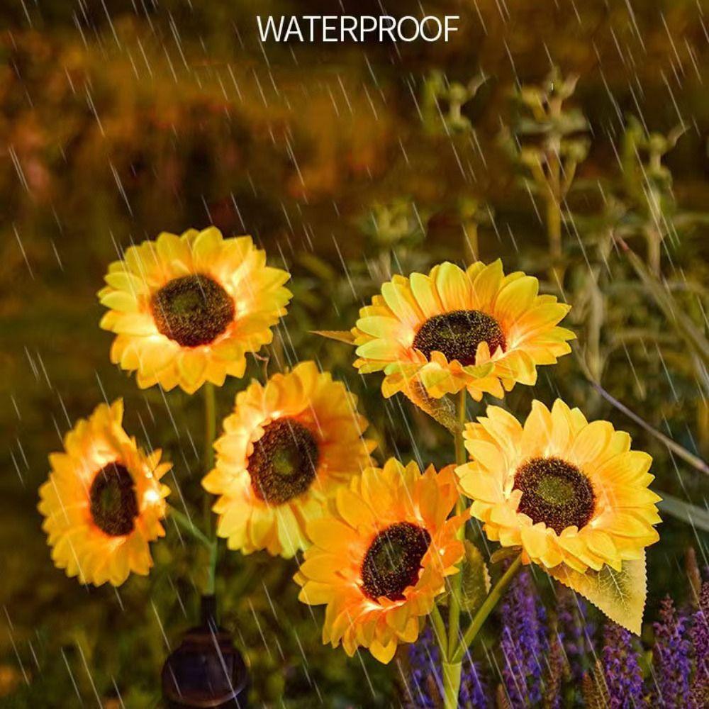 Waterproof Solar Sunflower LED Light Realistic Solar Stake Light Landscape Lawn Lamp  Patio Walkway