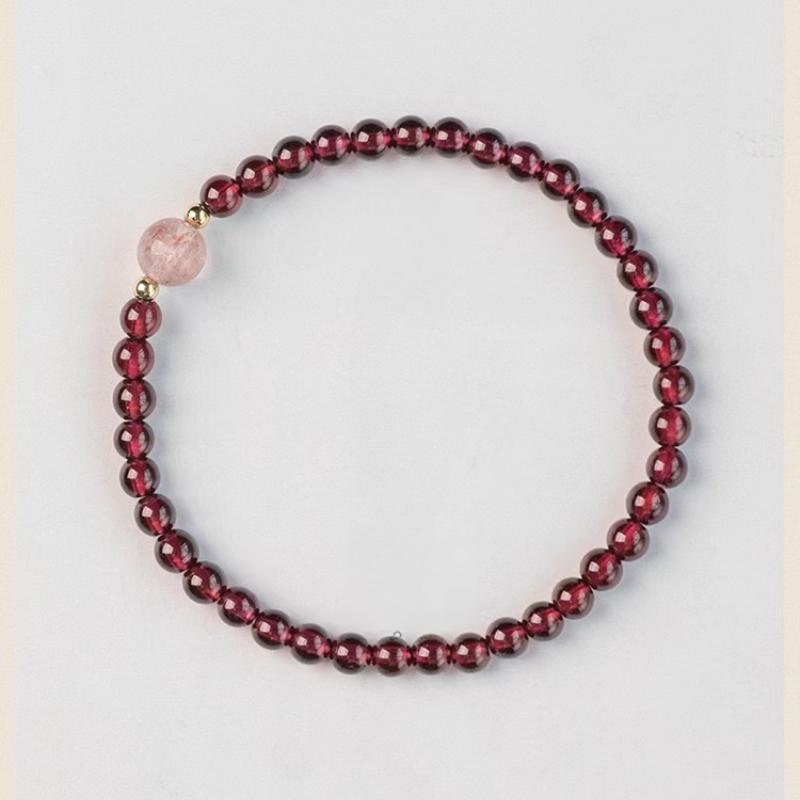 Garnet Bracelet Girls Ins Niche Design Small Particle Single Circle Bracelet Red Pomegranate Good Luck Beads Student Bracelet