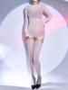Sexy Women Detachable O-Neck Bodysuit 8D 912 Pin Hooded Bandage Leotard Sheer See Thourgh Shaping Garters Elastic Tights
