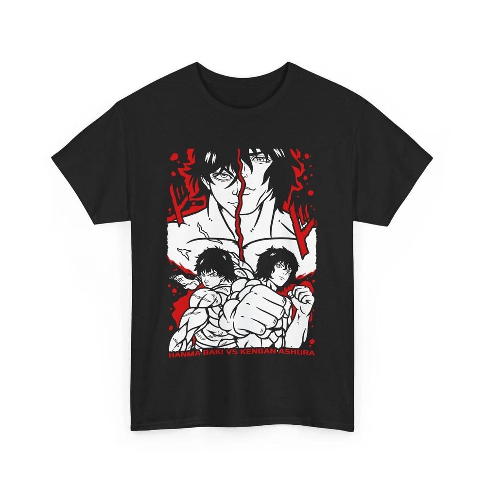 Anime Fight Graphic Tee Baki Vs Kengan Ashura Martial Black T Shirt S