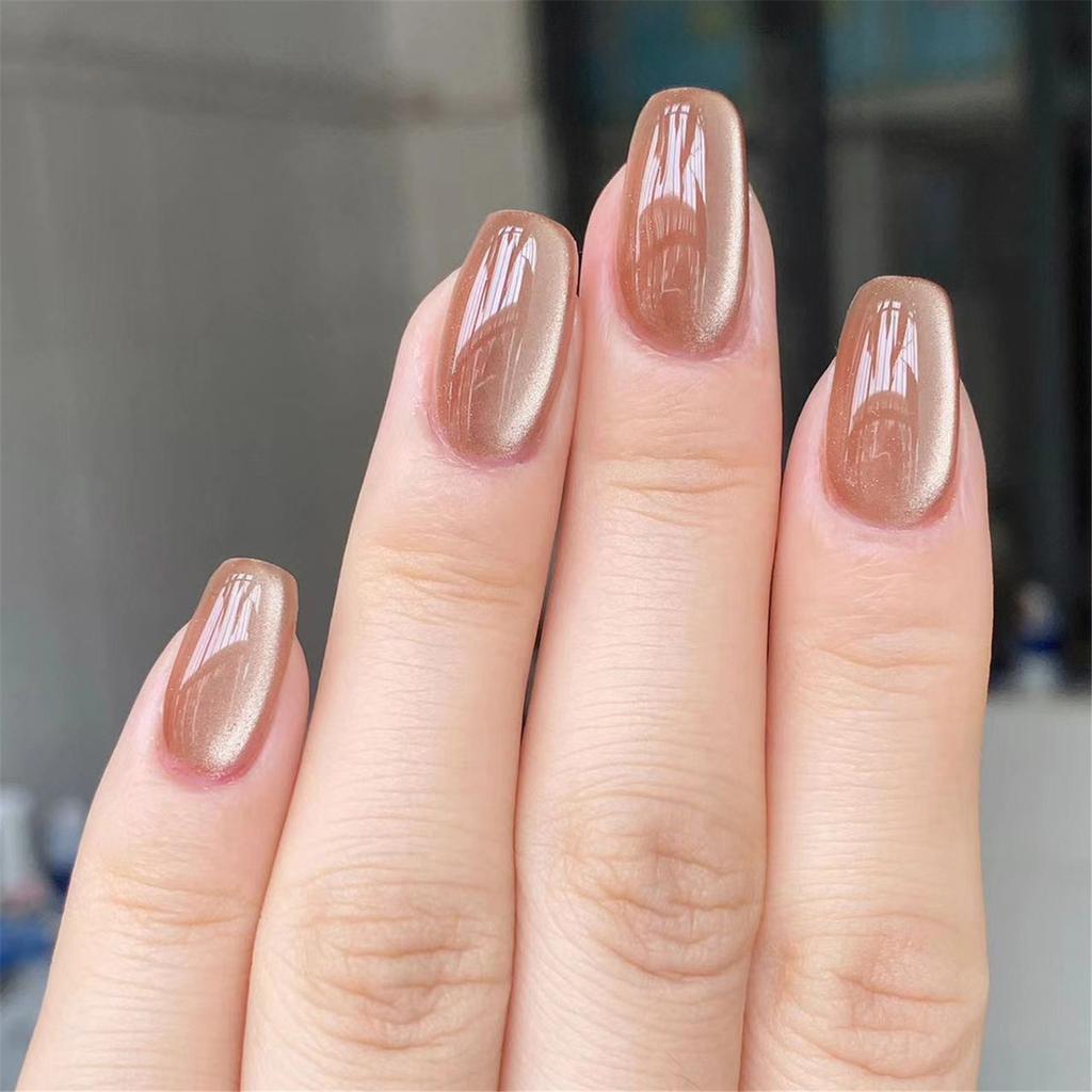 Medium Short False Nails Cat Eye Press On Nails Full Cover False Nails False Nails Tips Acrylic Nails Manicure Supplies