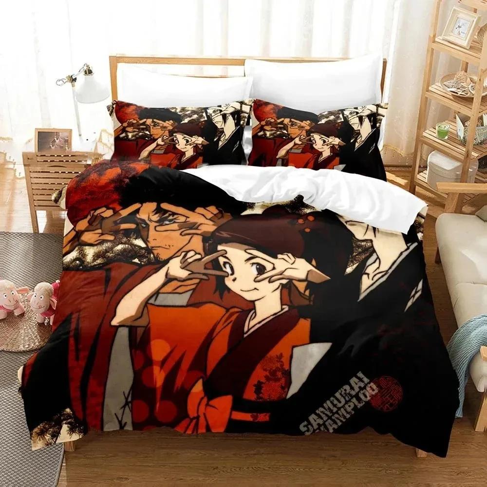 3D Printed Samurai Champloo Bedding Set Anime Duvet Cover Double Twin Full Queen King Adult Boys Bedclothes Quilt Cover