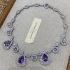 Luxury Purple Crystal Necklace Earrings Set Women'S Zircon Premium Evening Dress Banquet Accessories