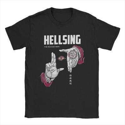 Koszulka Casual Hellsing The Boogies Man dla Mężczyzn z Okrągłym Dekoltem 100% Bawełna T-Shirt z Krótkim Rękawem T-Shirt Męski Top dla Dorosłych