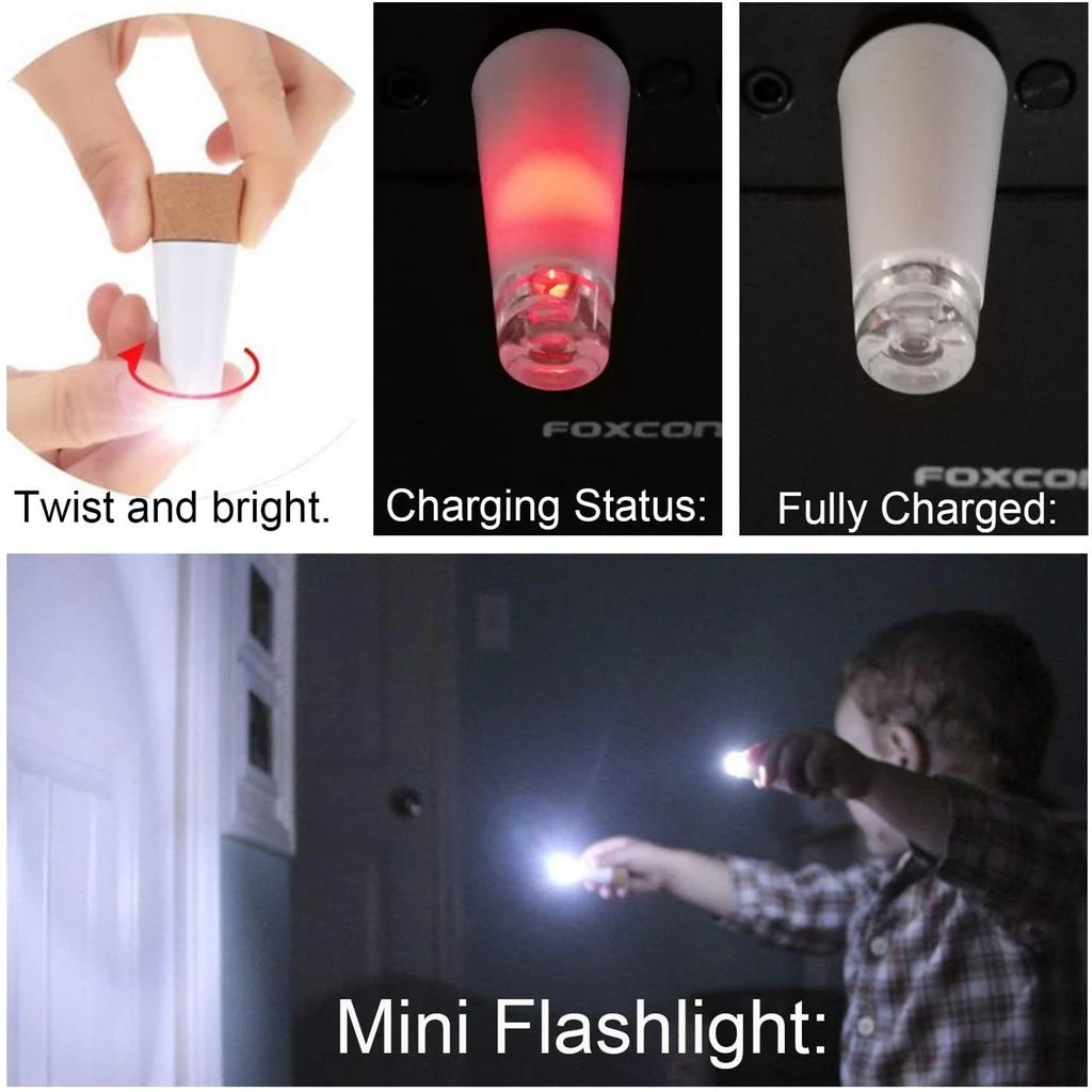Mini Flaschenlichter Korkform Bastellicht USB-betrieben Korklichter Weinflaschen Partydeko Weihnachten Hochzeit Wiederaufladbare Lampe