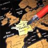 Minimalist Black & Gold Scratch-off World Travel Map Poster with Flags
