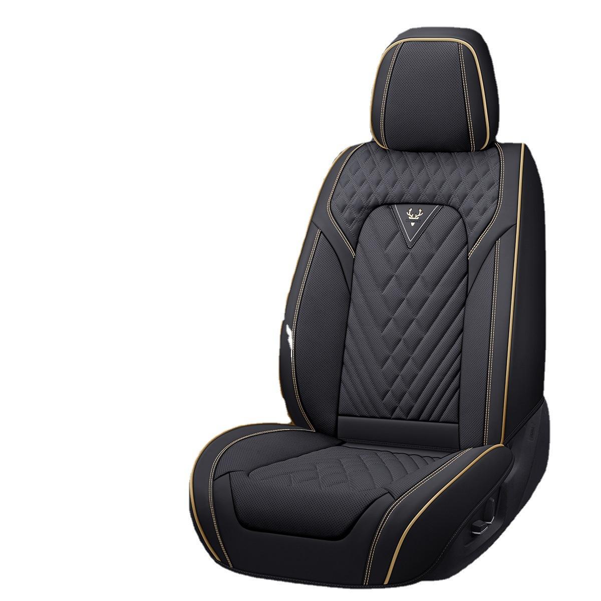 

Полностью кожаная подушка для автомобильного сиденья «все включено», всесезонный универсальный кожаный чехол для сиденья чёрный