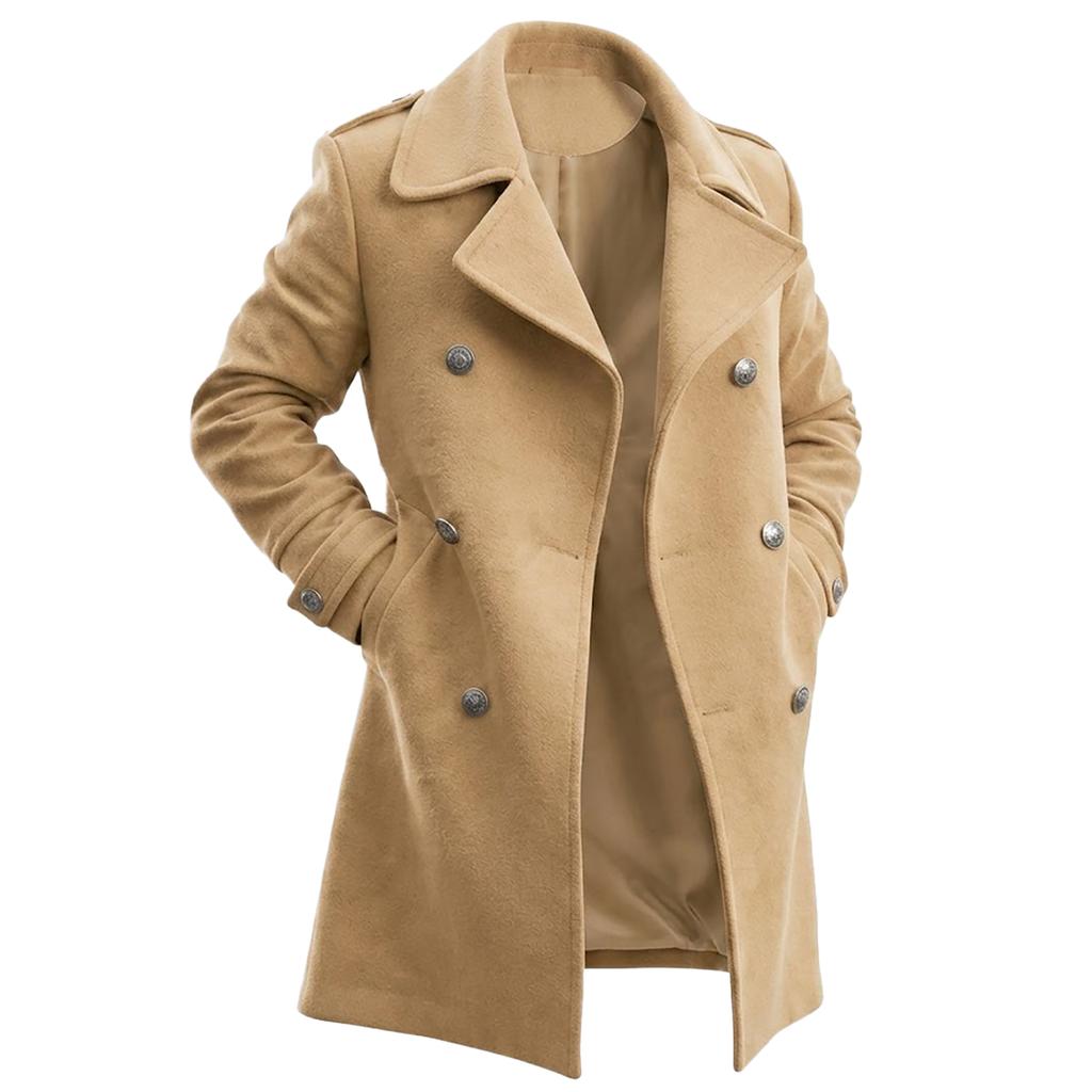 Men's Double-Breasted Overcoat, Warm Thick Winter Coat
