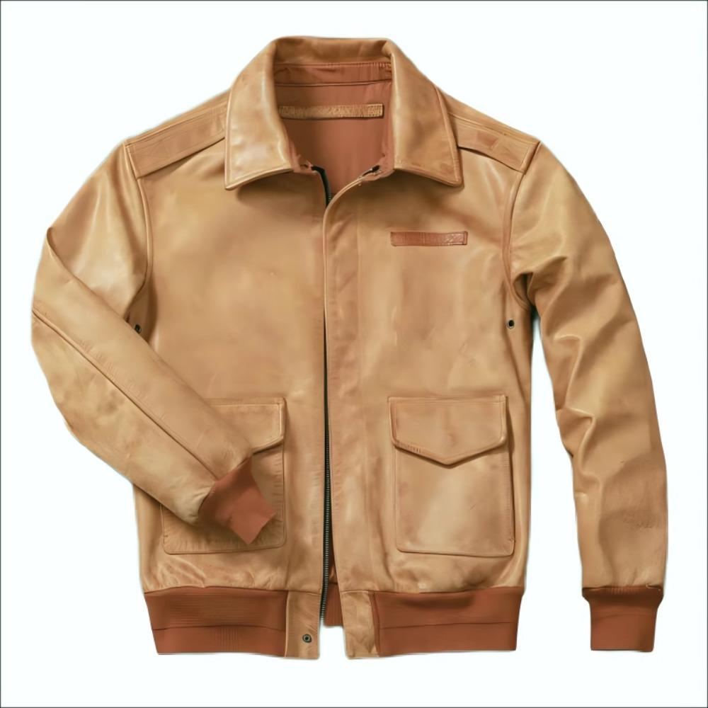Chinesische Größe Klassische Flug A2 Pilotenjacke Vintage Schmutzig Gelb Ölgewachste Rindsleder Echtes Leder Jacke Männer Fliegerjacken Männer Mäntel