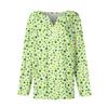 Women's Fashion Casual Printed V-neck Long Sleeve Button Up T-shirt Top