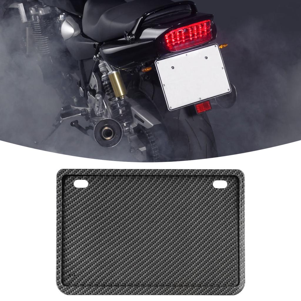 1 Stück Auto Kennzeichen Ausgestanzt Massiv Doppellagig Motorrad Kennzeichenhalter Carbonstruktur Aluminiumlegierung Kennzeichenhalter