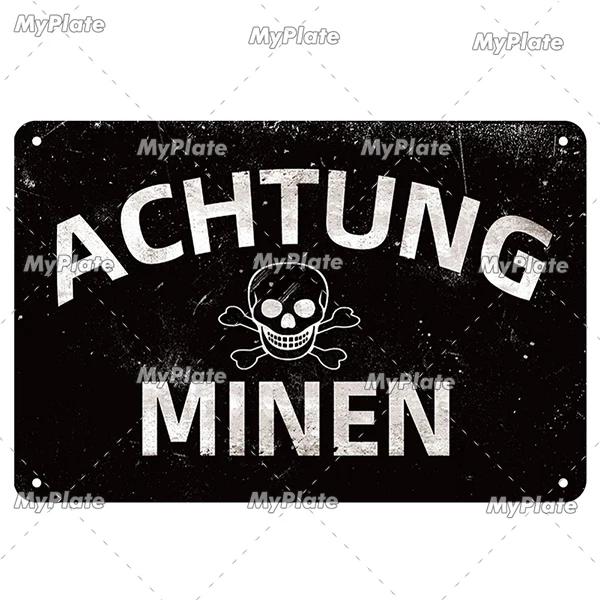 [MaPalte] Vintage German Achtung Sign Metal Sign Tin Sign Decoration Plaque Home Wall Door Decor Bar Sign Home Plate Poster
