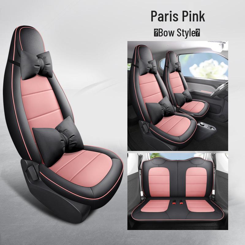 Wuling Mini Cute Cartoon Leather Car Seat Cushion Cover - Universal Fit, All Seasons