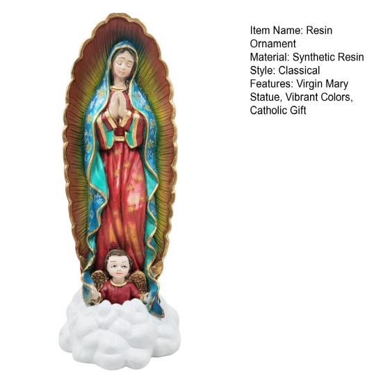 Virgin Mary Statue 11.8 Inches Our Lady of Guadalupe Figurine Hand Painted