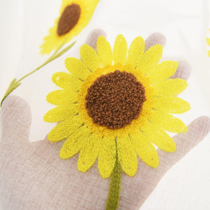 Papatya İşlemeli Şeffaf Perde Mutfak Kafe Penceresi için Kısa Perde Yarım Perde Valans Tül Kapı Perdesi Drapesi Şeffaf Tül